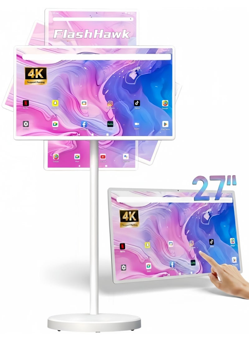 FlashHawk 27 inch 2 In 1 Mobile Portable TV Portable Touch Screen Monitor with Two Stand | Smart Android 13 OS | Build-in 1300W Camera, 12750aMh Battery 8H Video Play Time, Remote Control | 8G RAM+128G Storage - Image 1